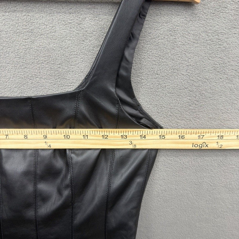7 For All Mankind Vegan Leather Grunge Midi Dress Size XS Black Sleeveless NWOT - Picture 4 of 12